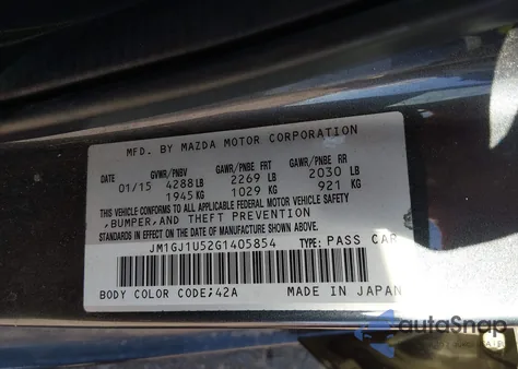 2016 Mazda Mazda6 I Sport z USA, uszkodzony, nr VIN JM1GJ1U52G1405854